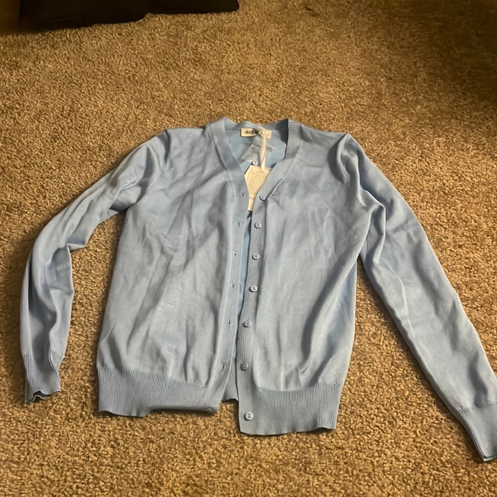 Grace Karin Size Small Blue Cardigan